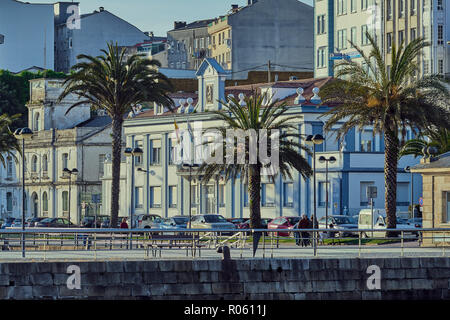 Edificio degli uffici delle autorità portuali di Ferrol, La Coruña, Galizia, Spagna, Europa Foto Stock
