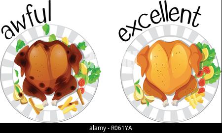 Inglese di fronte parola orribile e illustrazione eccellente Illustrazione Vettoriale