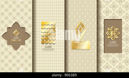 Modello di packaging di tailandese esotica design pattern elemento di sfondo concept design vettoriali, inclusivo di modello swatch Illustrazione Vettoriale