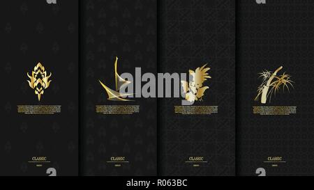 Modello di packaging di tailandese esotica design pattern concetto di elemento di sfondo e vettore logoes design, inclusive di modello swatch Illustrazione Vettoriale