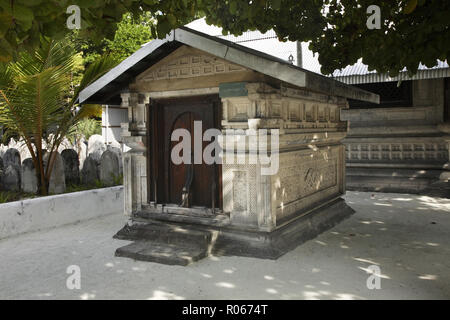 Tomba nei pressi del Hukuru Miskiy (maschio Moschea del Venerdì) nel maschio. Repubblica delle Maldive Foto Stock