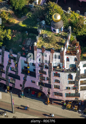 Vista aerea, Verde Citadell, Casa Hundertwasser, Arthotel Magdeburg, Magdeburg-Altstadt, Magdeburgo, Sassonia-Anhalt, Germania, DEU, Europa, vista aerea Foto Stock