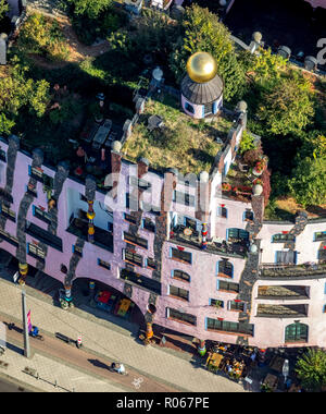 Vista aerea, Verde Citadell, Casa Hundertwasser, Arthotel Magdeburg, Magdeburg-Altstadt, Magdeburgo, Sassonia-Anhalt, Germania, DEU, Europa, vista aerea Foto Stock