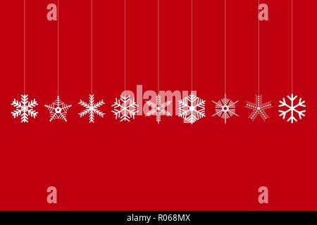 Set di Natale decorato di fiocchi di neve Illustrazione Vettoriale