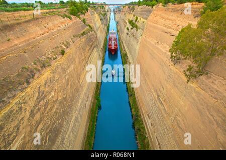 Canale di Corinto, Corinto, del Peloponneso, della Grecia, Europa Foto Stock