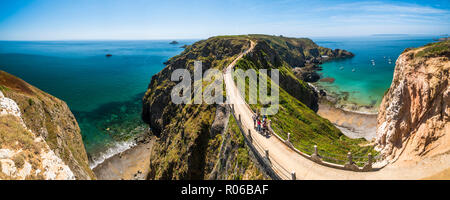 La Coupee, Sark Isola, Isole del Canale, Regno Unito, Europa Foto Stock