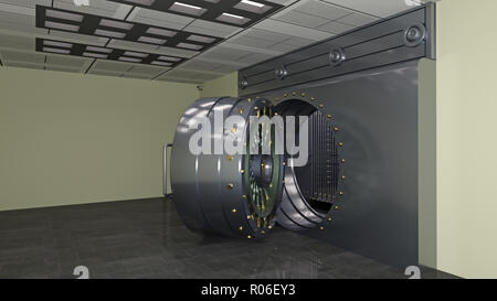 Banca sportello di cassaforte, grande archivio di metallo porta aperta, 3D  illustrazione Foto stock - Alamy