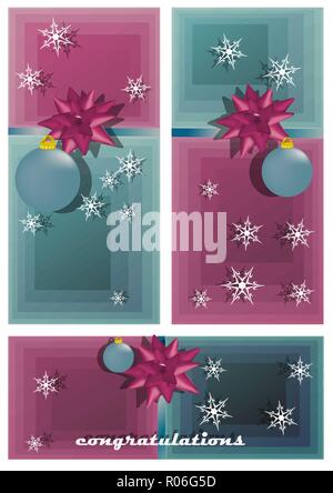 Tre striscioni di Natale. Natale e Anno nuovo banner Illustrazione Vettoriale