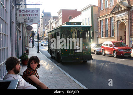 Tram del centro di Staunton, Virginia, Stati Uniti Foto Stock