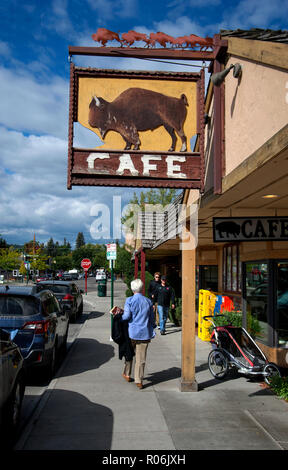 Buffalo Cafe sign in il coregone, Montana Foto Stock