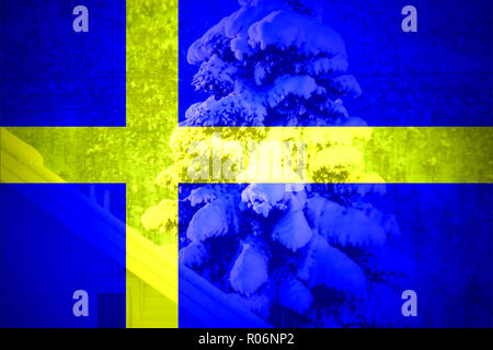 Bandiera della Svezia in un design minimalista e di alta qualità Foto Stock