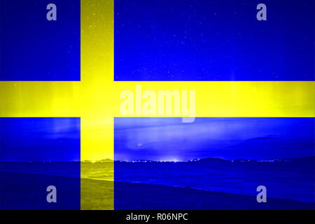 Bandiera della Svezia in un design minimalista e di alta qualità Foto Stock