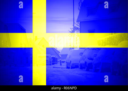 Bandiera della Svezia in un design minimalista e di alta qualità Foto Stock