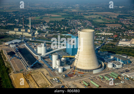 Fotografia aerea, Uniper centrali a carbone vegetale, ex E.ON Datteln4 power station sulla Dortmund-Ems Canal, Emscher-Lippe, Datteln, la zona della Ruhr, Nord Rhi Foto Stock