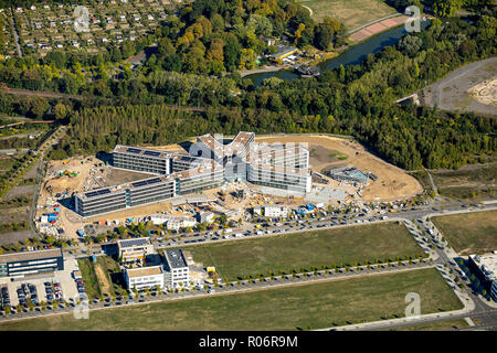 Industrial Estate Phoenix-West, sito in costruzione operatore di rete AMPRION, ex acciaierie in sito, Hacheney, Dortmund, la zona della Ruhr, Nord Rhine-Westpha Foto Stock