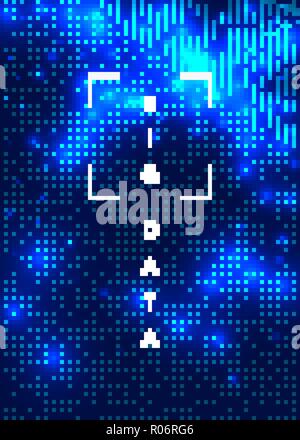 Apprendimento profondo dello sfondo. Tecnologia per dati di grandi dimensioni, visualizzazione Illustrazione Vettoriale