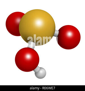 Anione bisolfito, struttura chimica. Comune di sali comprendono sali di bisolfito di sodio (E222) e bisolfito di potassio (E228), utilizzati come conservanti alimentari. 3D Arcavacata di Rende Foto Stock