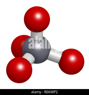 Il permanganato anione, struttura chimica. Il rendering 3D. Gli atomi sono rappresentati come sfere con i tradizionali colori: manganese (grigio), Ossigeno (rosso). Foto Stock