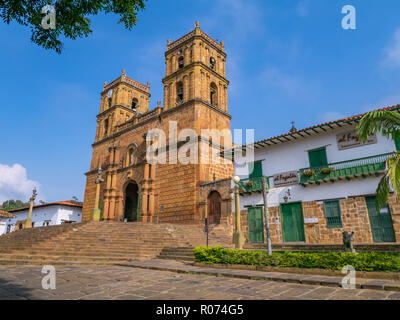 Barichara, Colombia, Santander, Cattedrale dell Immacolata Concezione in piazza principale nella città Foto Stock