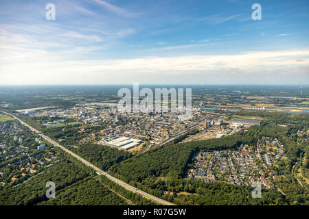 Fotografia aerea, Marl Chemical Park, fabbrica chimica Sasol Germany GmbH, precedentemente Hüls Chemicals, Degussa, ISP Marl GmbH, Hüls, Marl, la zona della Ruhr, N Foto Stock