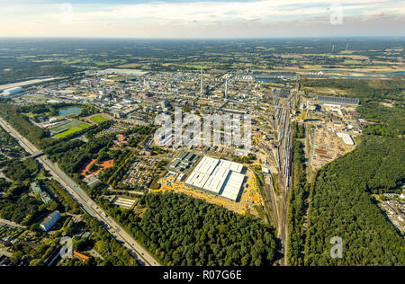 Fotografia aerea, Marl Chemical Park, fabbrica chimica Sasol Germany GmbH, precedentemente Hüls Chemicals, Degussa, ISP Marl GmbH, Hüls, Marl, la zona della Ruhr, N Foto Stock