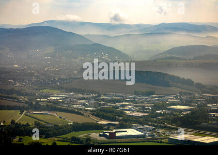 Vista aerea, con vista sulle colline Gebketal superiore su Meschede, della Galilea, Meschede, Sauerland, Renania settentrionale-Vestfalia, Germania, DEU, Europa, vista aerea, Foto Stock