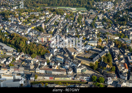 Luftbild, Unteres Schloss, Dicker Turm, Museum für Gegenwartskunst e.V., Kölner Straße, Martinikirche, Grabenstraße, Siegen, Kreis Siegen-Wittgenstein Foto Stock