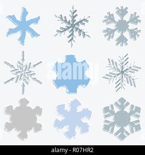 Marcatore di Chunky Set di fiocchi di neve Illustrazione Vettoriale