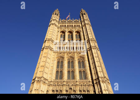 Victoria Tower, la Casa del Parlamento, il Palazzo di Westminster, London, England, Regno Unito Foto Stock