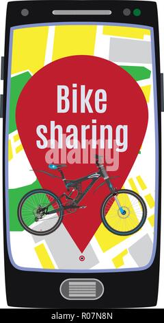 Bike sharing service concetto vettoriale illustrazione piatta Illustrazione Vettoriale