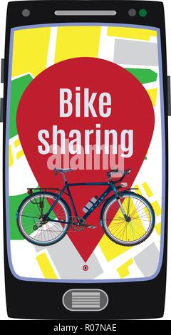 Bike sharing service concetto vettoriale illustrazione piatta Illustrazione Vettoriale