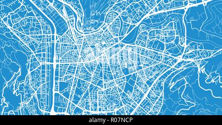 Vettore urbano mappa della città di Grenoble, Francia Illustrazione Vettoriale