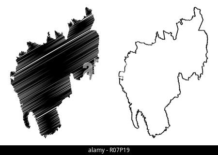 Tripura (Stati e territori dell'Unione Indiana, Stati federati, la Repubblica dell' India) mappa illustrazione vettoriale, scribble schizzo Tripura Stato mappa Illustrazione Vettoriale