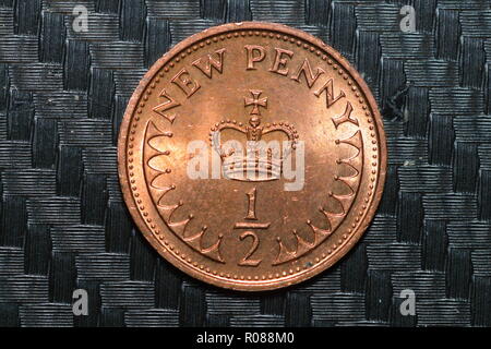 Un nuovissimo 1971 British mezzo penny moneta. Foto Stock