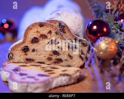 Il Natale lo Stollen la famosa torta di Natale per le vacanze Foto Stock