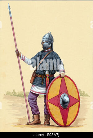 Fine soldato romano. Legionario romano illustrazione. Foto Stock