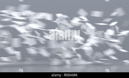 Volare in fogli di carta bianca Foto Stock