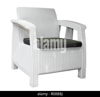 Sedie di rattan con percorso di clipping isolato su bianco Foto Stock