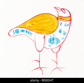 Dipinto a mano da acquerelli - decorative bird in antico stile bizantino Foto Stock
