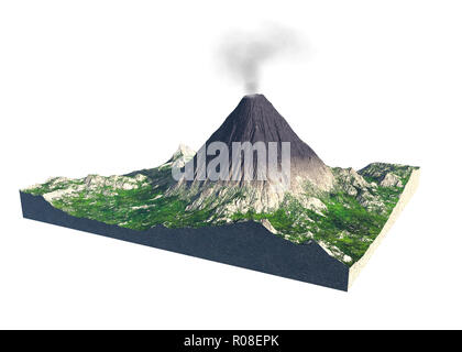 Illustrazione Digitale di parti di un vulcano Foto Stock