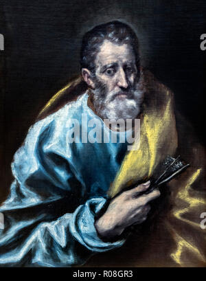 San Pietro Apostolo dalla bottega di El Greco (Domenikos Theotokopoulos, 1541-1614), olio su tela, c.1608-14 Foto Stock