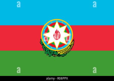 Stato di bandiera originario di Azerbaigian con stemma Illustrazione Vettoriale