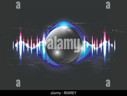 Global tecnologico suono moderno sfera sfondo astratto disegno vettoriale Illustrazione Vettoriale