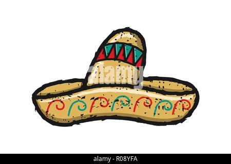 Mexican Hat per tacos disegni logo ispirazione isolata su sfondo bianco Illustrazione Vettoriale