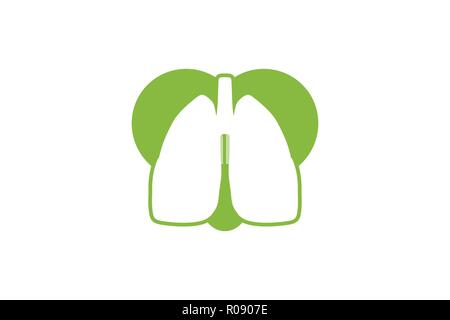 Polmone e amore, polmone sano disegni logo ispirazione isolata su sfondo bianco Illustrazione Vettoriale