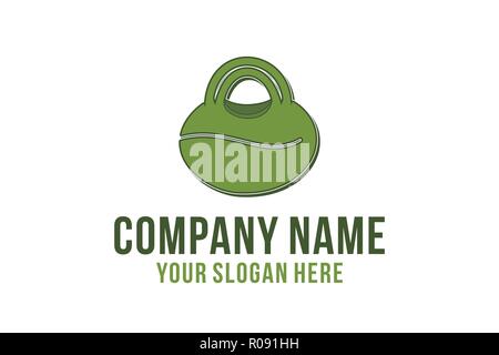 Sacchetto e chicco di caffè, coffee shop disegni logo ispirazione isolata su sfondo bianco Illustrazione Vettoriale