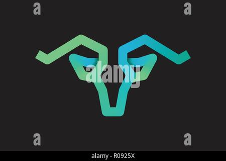 Bull, capra, avvisatore acustico disegni logo ispirazione isolata su sfondo bianco Illustrazione Vettoriale