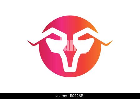 Bull, capra, avvisatore acustico disegni logo ispirazione isolata su sfondo bianco Illustrazione Vettoriale