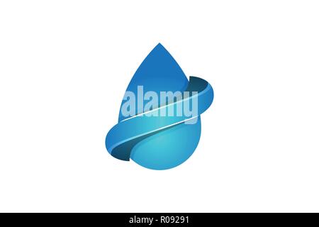 Acqua / olio e caduta di infinito disegni logo ispirazione isolata su sfondo bianco Illustrazione Vettoriale