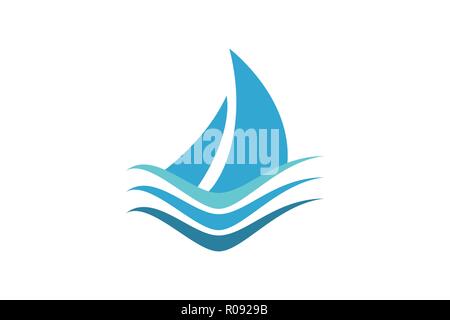 Crociera, barca, nave marittima, disegni logo ispirazione isolata su sfondo bianco Illustrazione Vettoriale